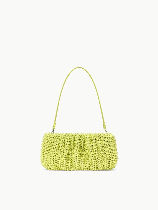NWT STAUD Beaded Bean Bag Citron Green Convertible Shoulder Bag Clutch